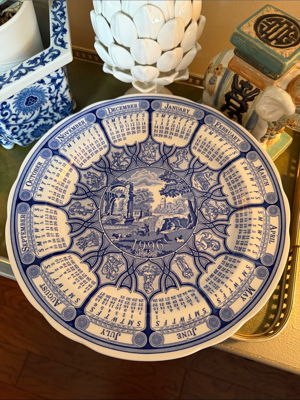 Spode Blue and White Calendar Decorative Plate